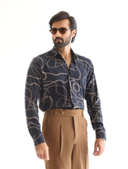 NAVY CHAIN PRINT SHIRT