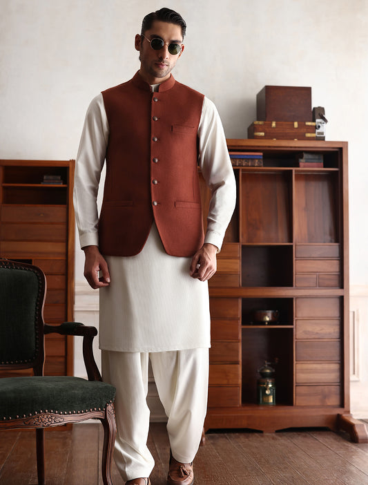 RUST TWEED WAISTCOAT