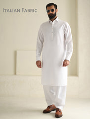 WHITE TWILL KAMEEZ SHALWAR