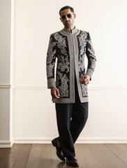 BLACK ANCHOR EMBROIDERED PRINCE COAT