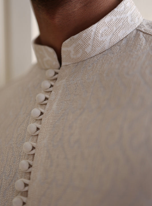 OFF-WHITE EMBROIDERED KURTA