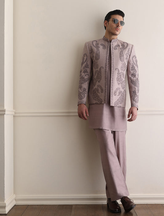 LIGHT PURPLE HAND EMBROIDERED PRINCE COAT