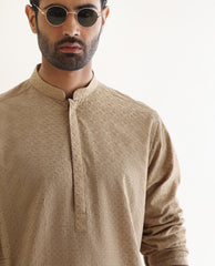 LIGHT BROWN EMBROIDERED KURTA