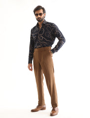 NAVY CHAIN PRINT SHIRT