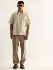 CREAM STRUCTURED HALF SLEEVE SHIRT