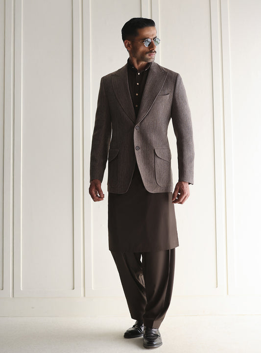 BROWN TWO BUTTONS BLAZER