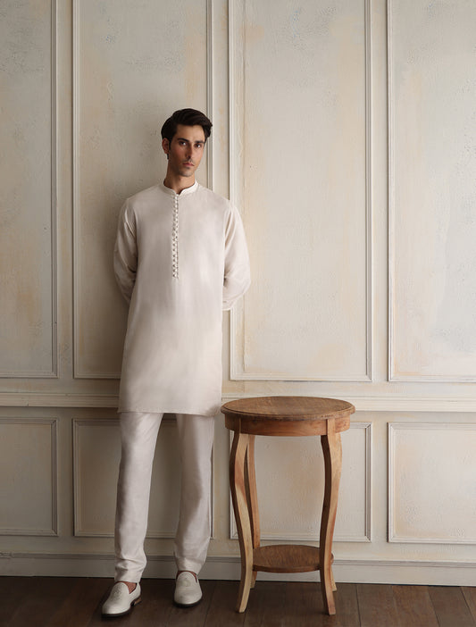 OFF-WHITE COTTON SILK KURTA PAJAMA