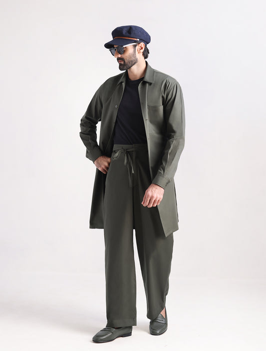 GREEN DESIGNER KURTA WITH FARSHI PAJAMA