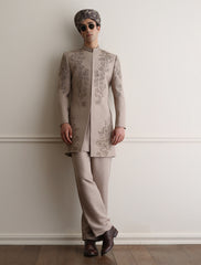 LIGHT IVORY HAND EMBROIDERED PRINCE COAT