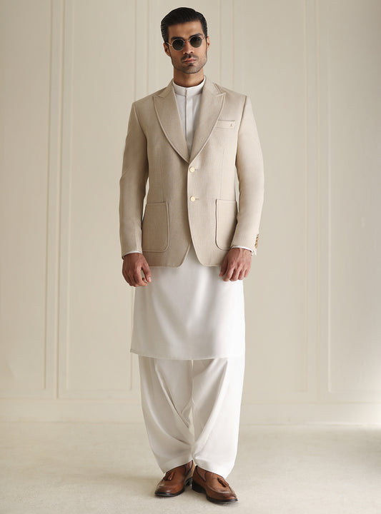 BEIGE CLASSIC TWO BUTTONS BLAZER