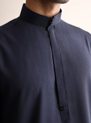 DENIM BLUE TEXTURED KAMEEZ SHALWAR