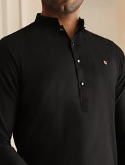 BLACK COTTON SILK KURTA PAJAMA