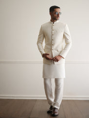 CREAM CHAIN ROPE EMBROIDERED PRINCE COAT