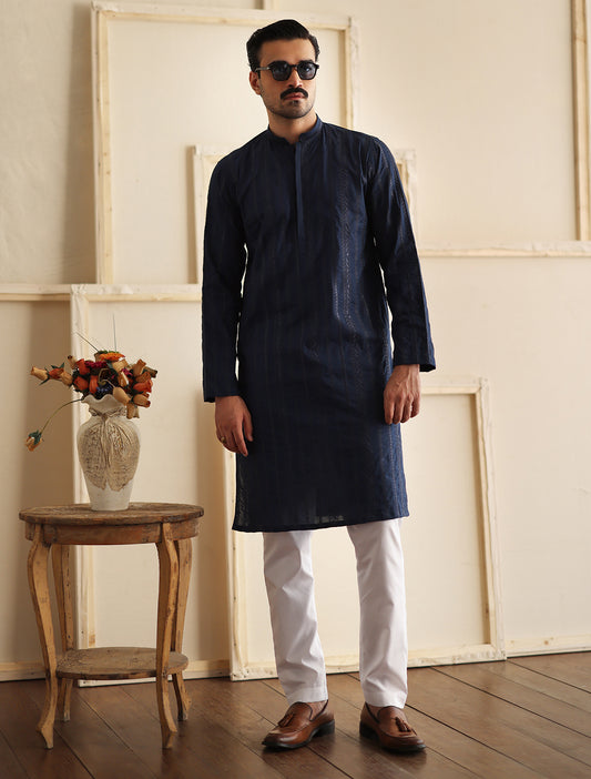 BLUE EMBROIDERED KURTA