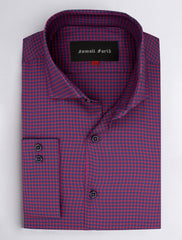 PURPLE AND BLUE CHECKERED SHIRT