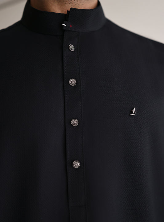 BLACK TEXTURED KAMEEZ SHALWAR
