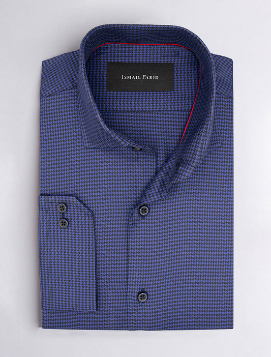 BLUE HOUNDSTOOTH SHIRT