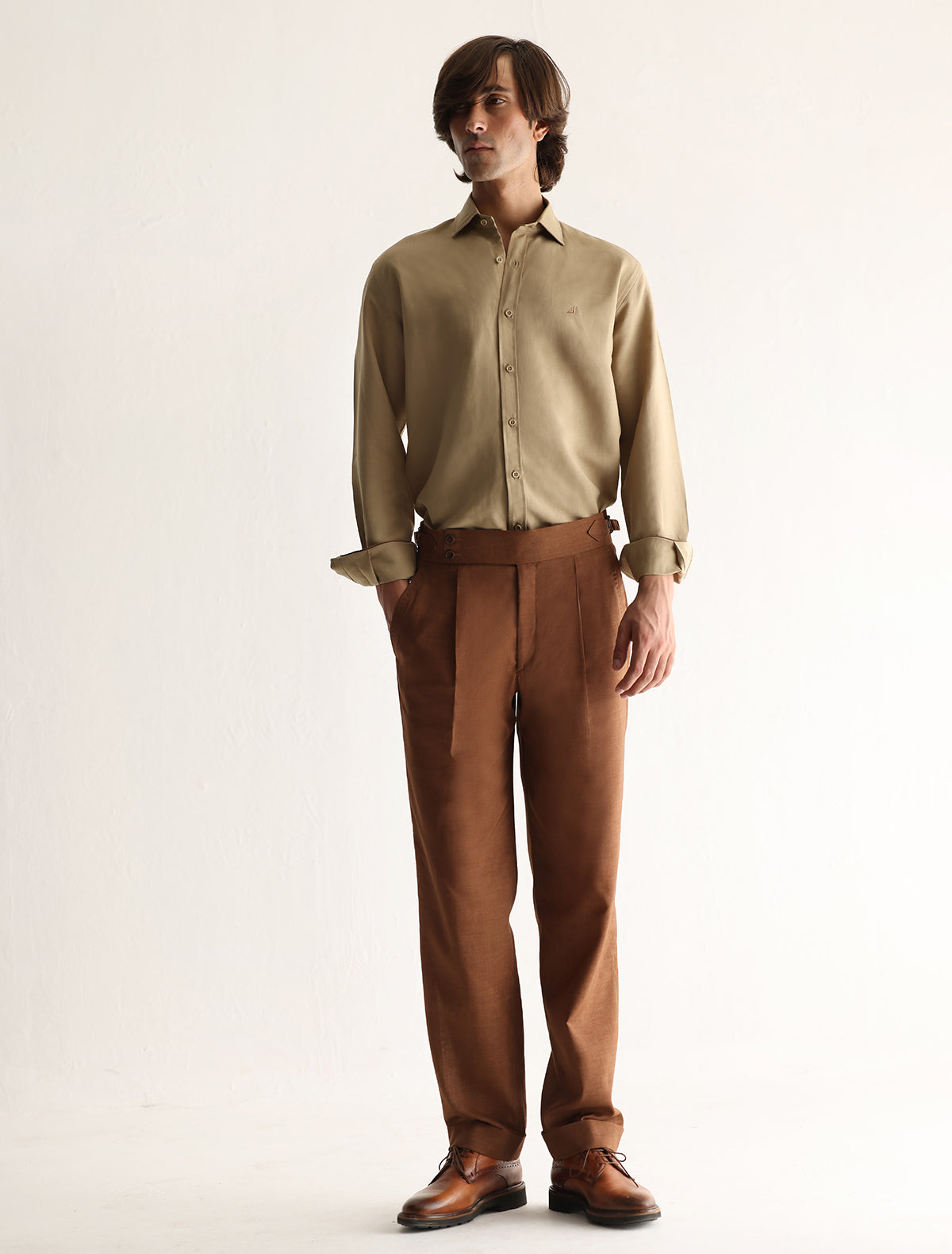 LIGHT BROWN LINEN SHIRT Ismail Farid LIGHT BROWN LINEN SHIRT Ismail Farid