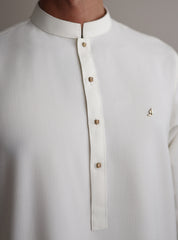 CREAM TEXTURED KURTA PAJAMA