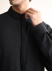 BLACK TEXTURED LOOSE FIT KURTA PAJAMA