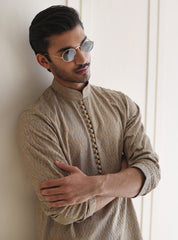 TAUPE EMBROIDERED KURTA