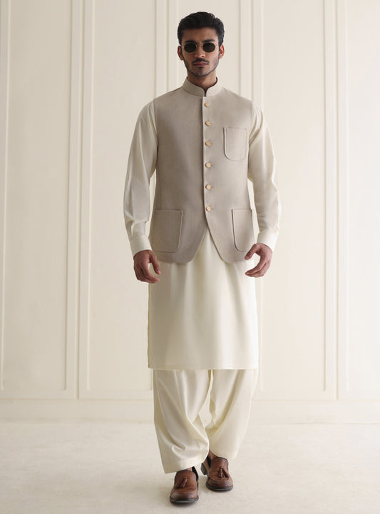BEIGE KARANDI WAISTCOAT