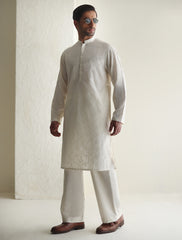 OFF-WHITE EMBROIDERED KURTA