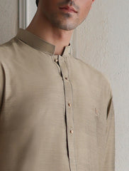 GOLD COLOR SHORT LENGTH COTTON SILK KURTA PAJAMA