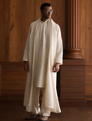 CREAM SELF EMBROIDERED KURTA