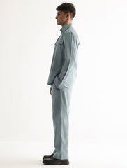 LIGHT BLUE LINEN OVERSHIRT