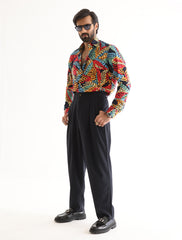 DARK NAVY MULTI COLOR PRINT SHIRT