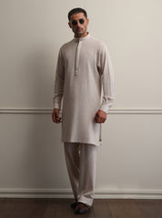 BEIGE TEXTURED LOOSE FIT KURTA PAJAMA