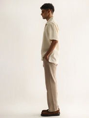 CREAM STRUCTURED HALF SLEEVE SHIRT