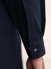 BLUE TEXTURED KAMEEZ SHALWAR