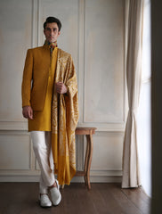 MUSTARD EMBROIDERED PRINCE COAT