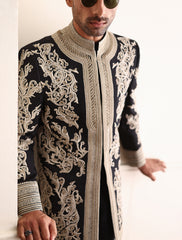 BLACK ANCHOR EMBROIDERED PRINCE COAT