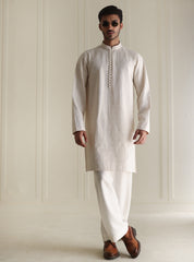 OFF-WHITE EMBROIDERED KURTA
