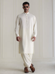 CREAM – OXFORD TEXTURED KAMEEZ SHALWAR