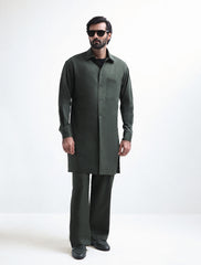 GREEN DESIGNER KURTA WITH FARSHI PAJAMA
