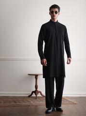 BLACK TEXTURED LOOSE FIT KURTA PAJAMA