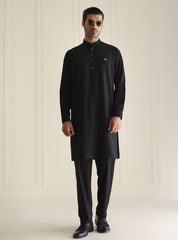 BLACK TEXTURED KURTA PAJAMA