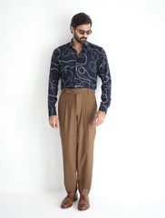 NAVY CHAIN PRINT SHIRT