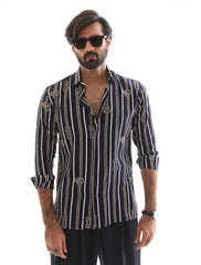 DARK NAVY ROPE PRINT SHIRT