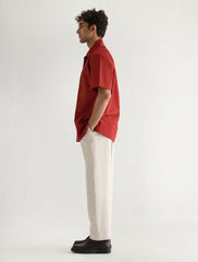 RUST EMBROIDERED HALF SLEEVE SHIRT