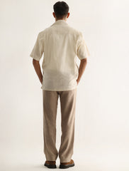 CREAM STRUCTURED HALF SLEEVE SHIRT