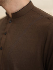 BROWN TEXTURED KAMEEZ SHALWAR