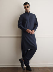 DENIM BLUE TEXTURED KAMEEZ SHALWAR