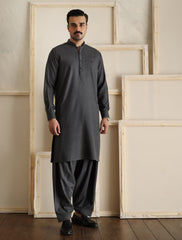 GRAY TEXTURED KAMEEZ SHALWAR