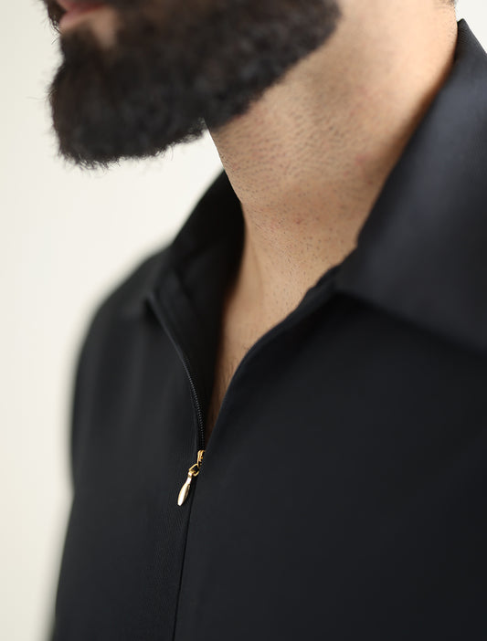 BLACK DESIGNER KURTA WITH FARSHI PAJAMA