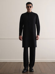 BLACK TEXTURED KURTA PAJAMA